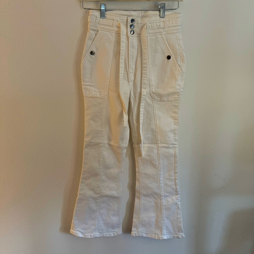 Frame Denim White Flared Cropped Jean Size 26